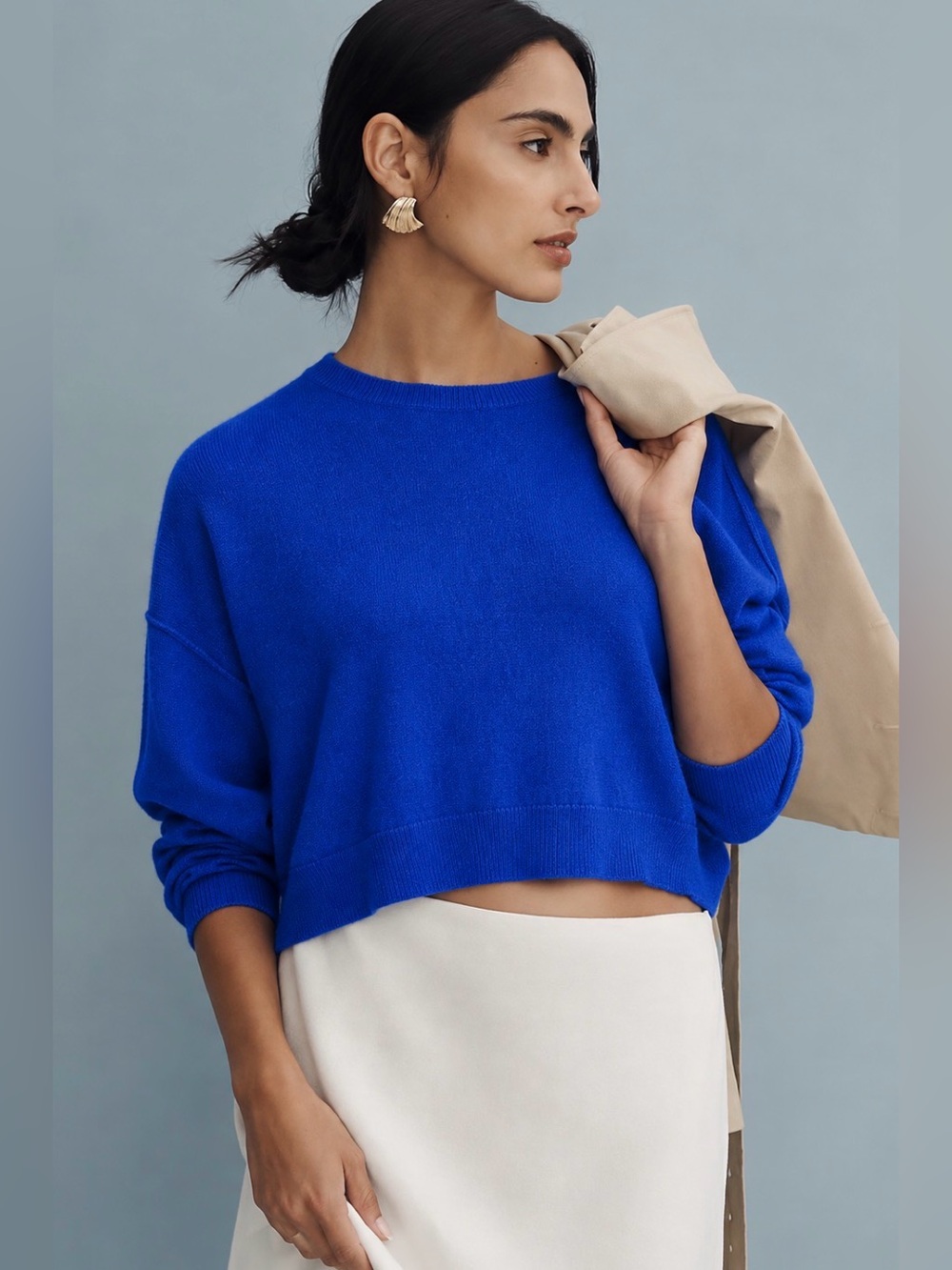 Pilcro Alani Cashmere Crop Crew-Neck Sweater